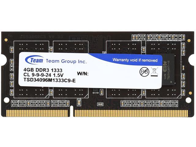 Team Elite 4GB 204-Pin DDR3 SO-DIMM DDR3 1333 (PC3 10600) Laptop Memory Model TSD34096M1333C9-E