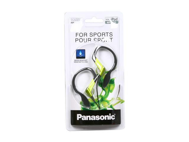 Panasonic Shockwave Green RP-HS33-G 3.5mm Connector Earbud Sport Clip Earphone, Green