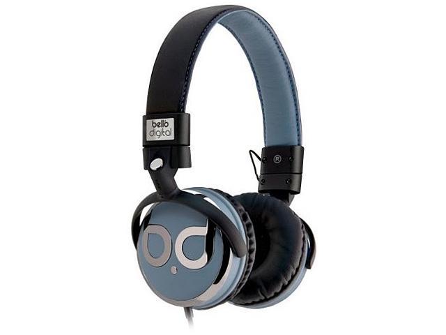 BellO Black/Blue & Dark Chrome Color BDH821BKBL 3.5mm Connector Circumaural Over-the-Head Headphones with Track Control and Microphone