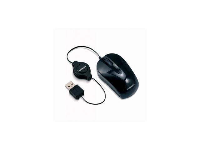 TOSHIBA PA3765U-1ETG Black 3 Buttons Tilt Wheel USB Wired Optical Retractable Mini Mouse