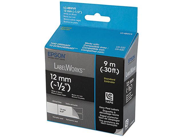 EPSON LC-4BWV9 LabelWorks Standard LC Tape Cartridge ~1/2" White on Black