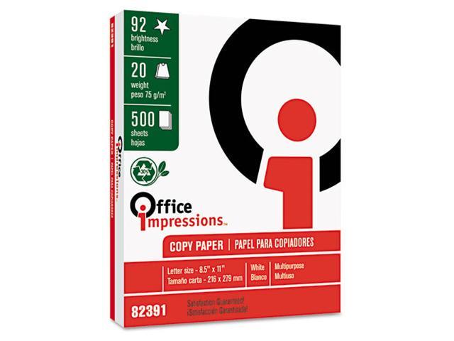 Office Impressions Recycled Copy/Multi-Use Paper, 92 Brightness, 20 lb. 8-1/2 x 11, 5,000 Sheets