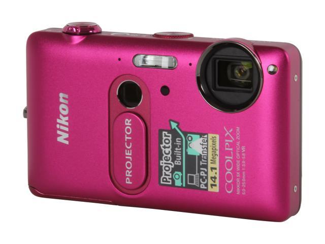 Nikon COOLPIX S1200pj Pink 14.1 MP 5X Optical Zoom Digital Camera with Built-In 20 Lumens Movie Projector