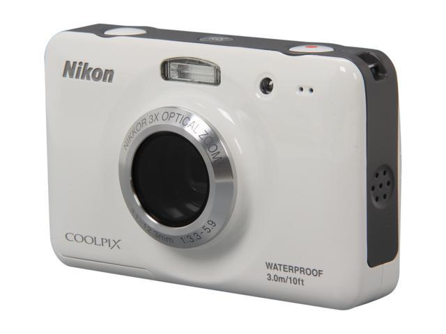 Nikon Coolpix S30 White 10.1 MP 3X Optical Zoom Waterproof Shockproof Wide Angle Digital Camera