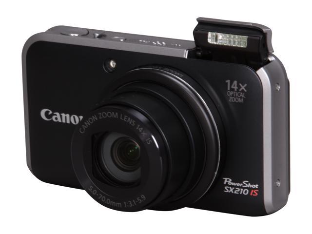 Canon PowerShot SX210 IS Black 14.1 MP 14X Optical Zoom 28mm Wide Angle Digital Camera