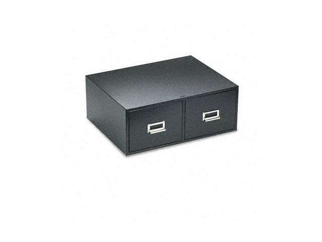 Buddy Products 1669-4 Steel Double Drawer Card Cabinet Holds 3200 6 x 9 Cards, 16" Deep, Black