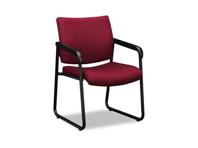 basyx VL443VC62 VL443 Series Guest Chair with Burgundy Fabric, Black Frame & Sled Base
