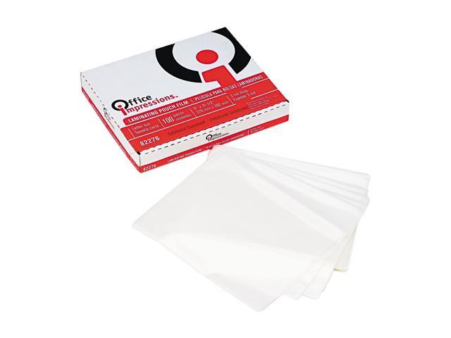 82276 Office Impressions Laminating Pouches, 3mm, 9 x 11-1/2, 100/Box