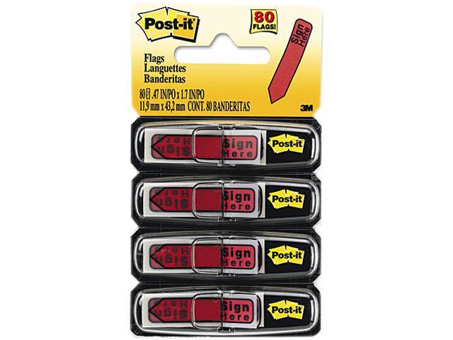 Post-it Flags 684-RDSH Arrow Message 1/2" Flags in Dispenser, "Sign Here", Red, 80/Pack