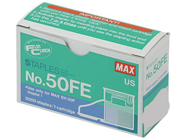 Max 50-FE Staple Cartridge for EH-50F Flat-Clinch Electric Stapler, 5,000/Box