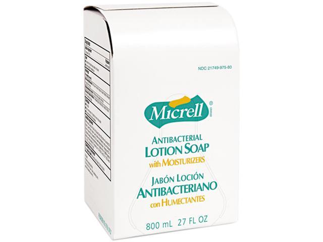 GOJO 9757-12CT MICRELL Antibacterial Lotion Soap Refill, Unscented Liquid, 800ml, 12/Carton