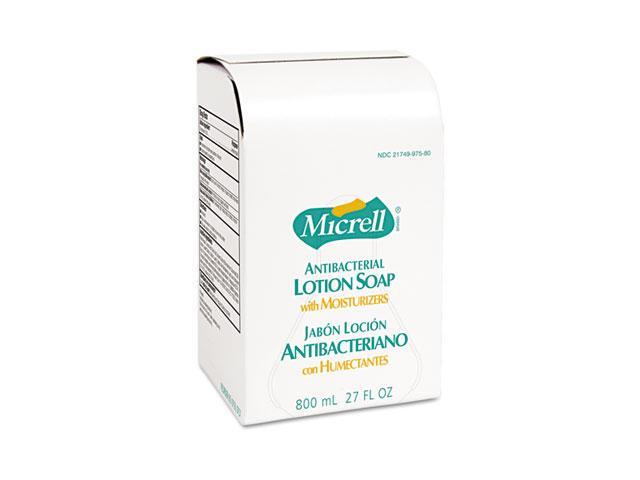 GOJO 9757-12EA MICRELL Antibacterial Lotion Soap Refill, Unscented Liquid, 800ml