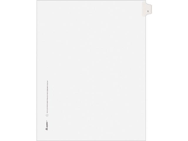 Avery 11911 Avery-Style Legal Side Tab Divider, Title: 1, Letter, White, 25/Pack