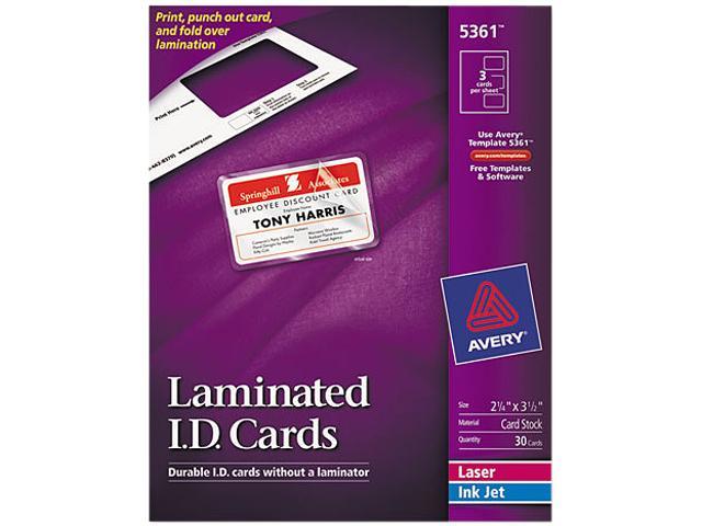 Avery Self-Laminating ID Cards, 2.25" x 3.5", 30 Cards (5361)