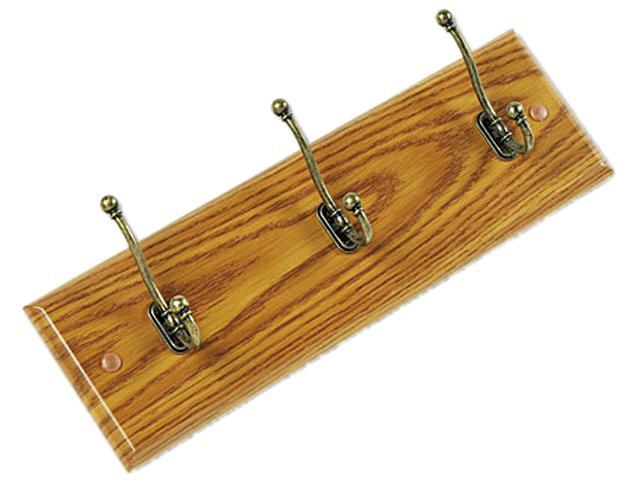 Safco 4216MO Wall Rack, Three Double-Hooks, Wood, Medium Oak