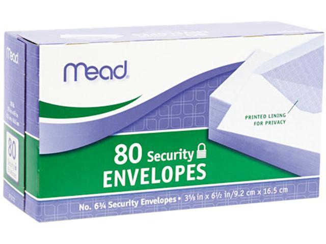 Mead 75212 Security Envelope, 3 5/8 × 6 1/2, 20 lb, White, 80/Box