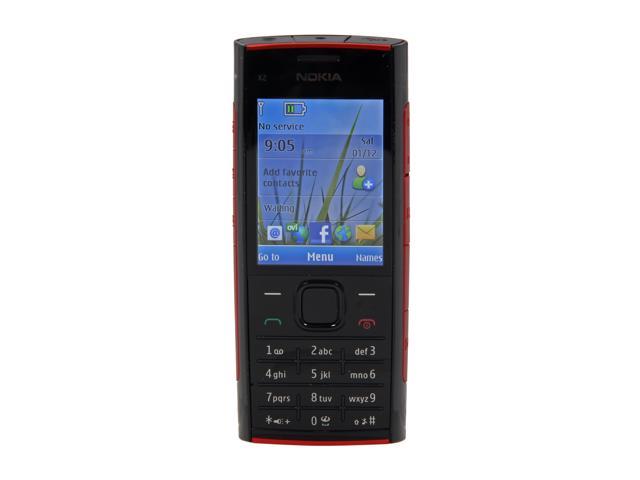 Nokia X2-00 Red/Black Unlocked GSM Bar Phone / 5 MP Camera / Music / Bluetooth / 2.2" Display (X2-00)