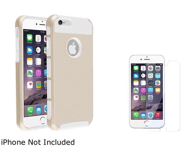 1X Hybrid Case compatible with Apple iPhone 6 4.7, White TPU/Gold Hard