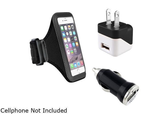 Insten  Black  Sportband Case Cover + Travel/ Wall Charger Adapter + Car Charger Adapter for Apple iPhone 6 (4.7-inch)1935971