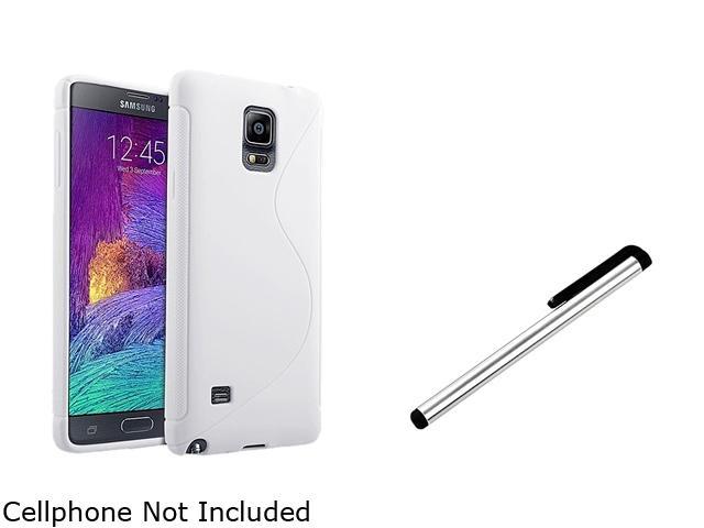 Insten White S Shape TPU Case Cover + Silver Stylus Pen for Samsung Galaxy Note 4 1963488