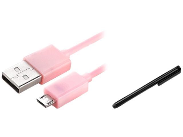 Insten Pink USB Cable + Black Stylus Compatible with Samsung Galaxy S3 i9300 i9100 i9300 S4 i9500 i8190
