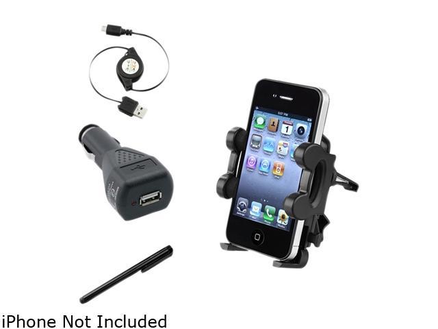 Insten Holder Mount + Black Car Charger + Cable + Black Stylus Compatible with Samsung Galaxy S4 i9500 S3