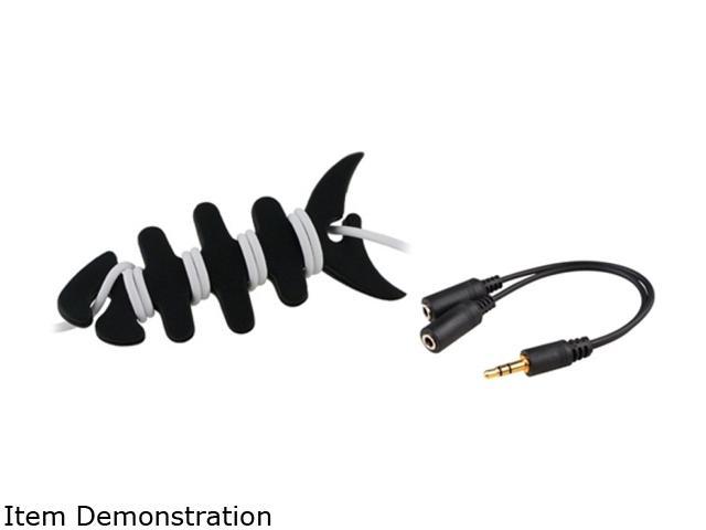 Insten Black Headphone Splitter + Fishbone Wrap Compatible with Samsung Galaxy S3 i9300 i9500 SIV S4