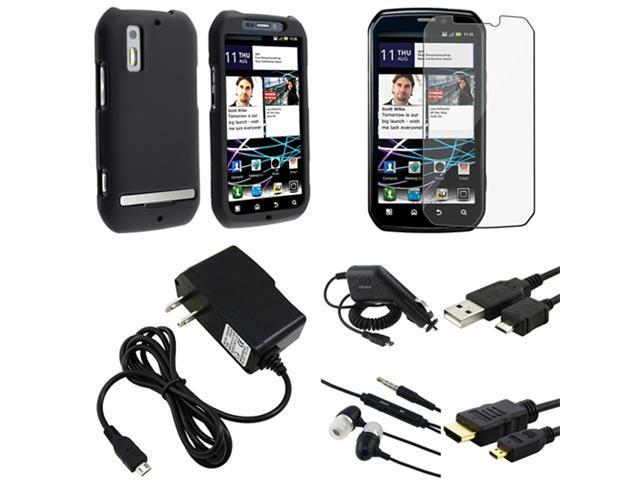 Insten 7 Accessory Bundle For Motorola Photon 4G MB855 Black Case+Charger+HDMI+USB+More