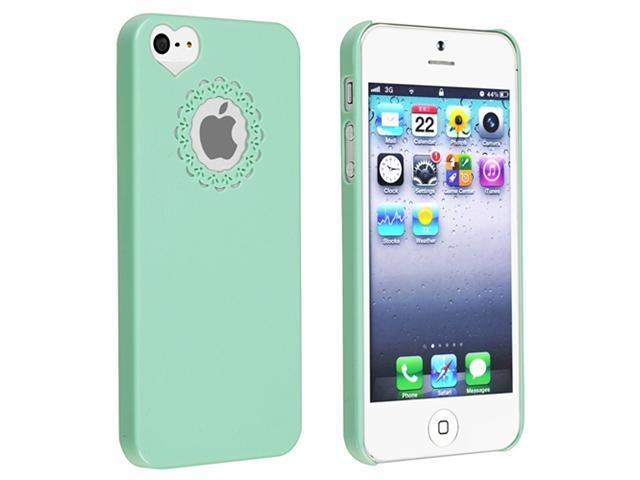 Insten Snap-on Case Cover Compatible with Apple iPhone 5 / 5S, Mint Green Sweet Heart