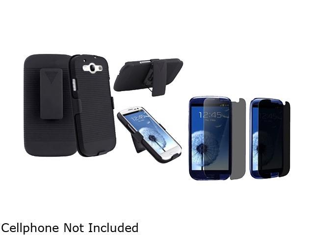 Insten Black Holster w/ Stand & Privacy Screen Protector For Samsung Galaxy S3 674970