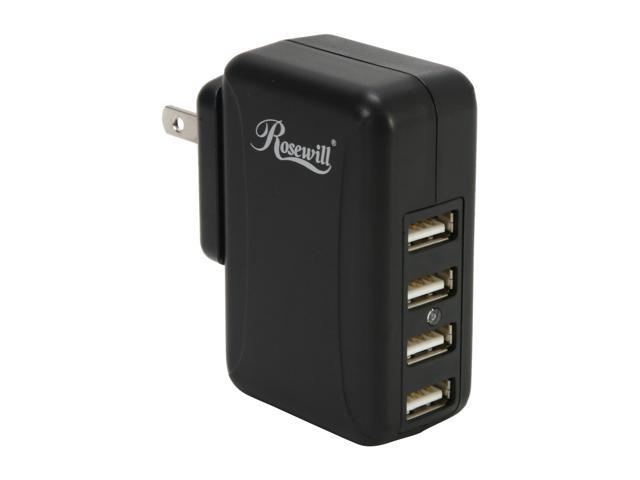 Rosewill 2 Amp 4 Port USB Wall Charger RUC-6180 for iPhone/iPod/iPad/MP3