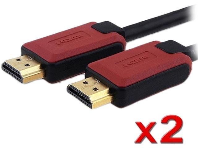 Insten 1161334 6 ft. Black & Red 2 x High Speed HDMI Cable with Ethernet Male to Male