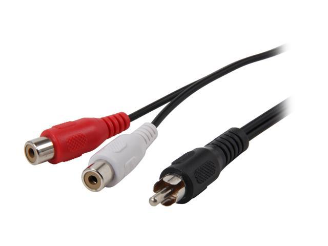Coboc 6 inch RCA Male to 2 RCA Female Cable (Black)