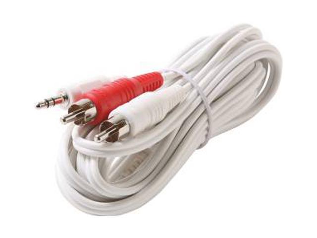 STEREN 252-052WH 2ft. 3.5mm Stereo Plug to 2-RCA Plug Y Audio Patch Cord Male to Male