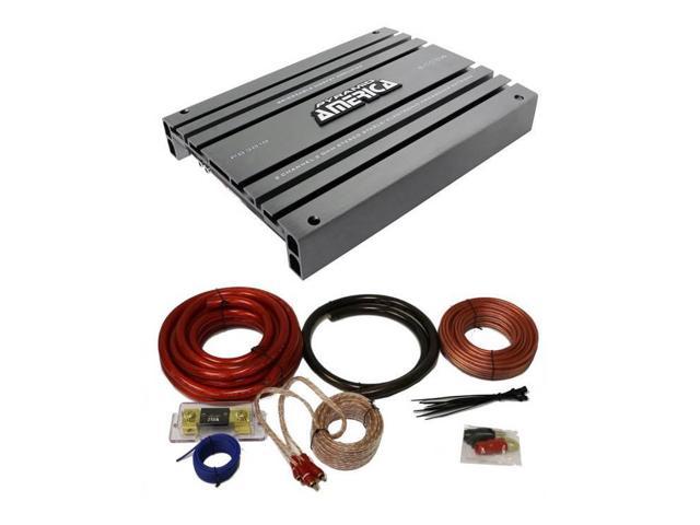 NEW PYRAMID PB3818 5000 Watt 2-Channel Car Audio Amplifier + 1/0 Gauge Amp Kit