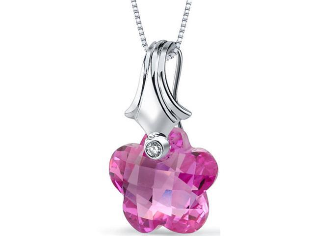 Blooming Flower Cut 16.00 carat Pink Sapphire Necklace in Sterling Silver