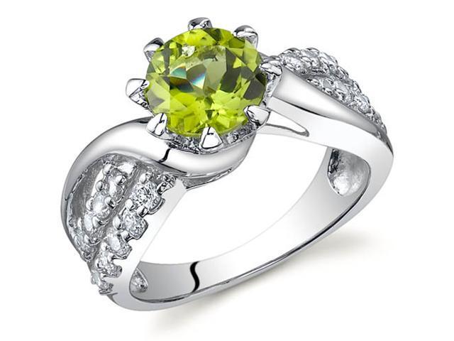 Regal Helix 1.25 carats Peridot Ring in Sterling Silver Size 8