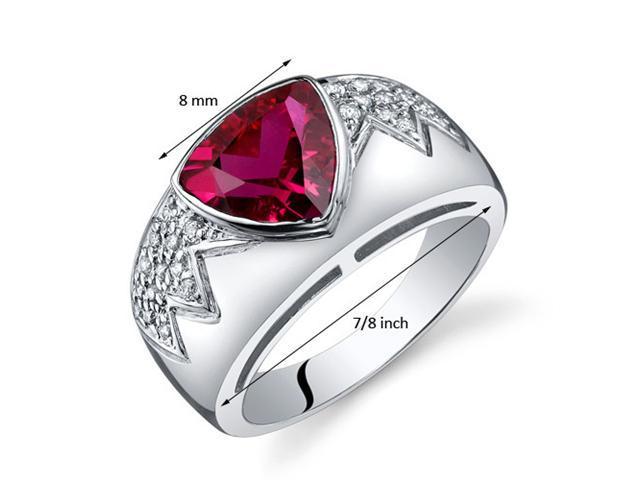 Glam Trillion Cut 2.50 Carats Ruby CZ Diamond Ring in Sterling Silver Size 5