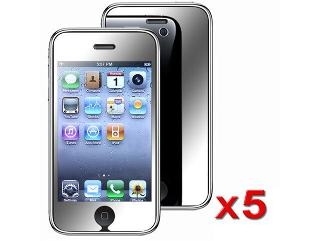 Insten Durable Mirror Screen Protector Film with Cleaning Cloth - 5 Packs Compatible With Apple® iPhone® 3G, 3G S