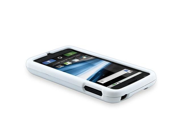 Snap-on Rubber Coated Case compatible with Motorola Atrix MB860 4G, White