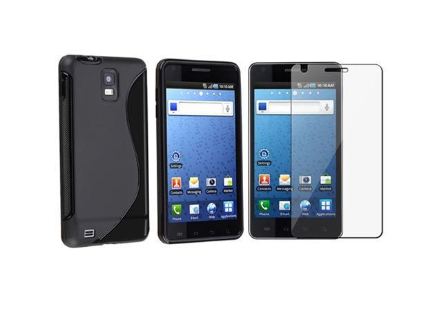 Black Skin Case+Screen Protector compatible with Samsung© Infuse 4G