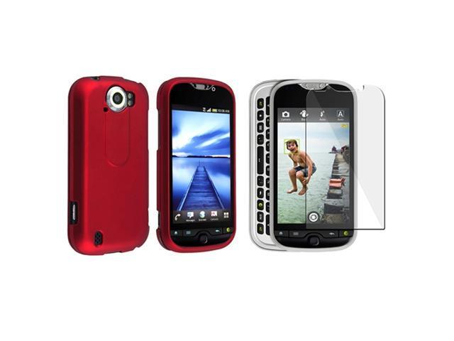 Red Snap on Rubberized Case compatible with HTC T-Mobile MyTouch 4G Slide, Bonus Clear LCD Screen Protector Included