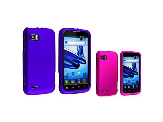2 Accessory Blue+Pink Hard Skin Cover Phone Case For Motorola Atrix 2 MB865