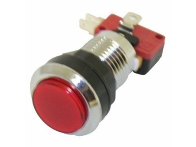 Arcade Game Silver Plated Illuminated Pushbutton (Red)