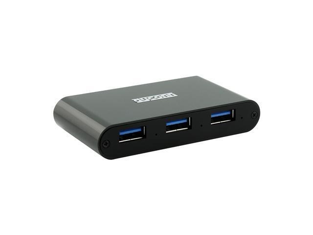 Dyconn PowerHub Super Speed 4-Port USB 3.0 Hub with Power Adapter, Alumunim Alloy