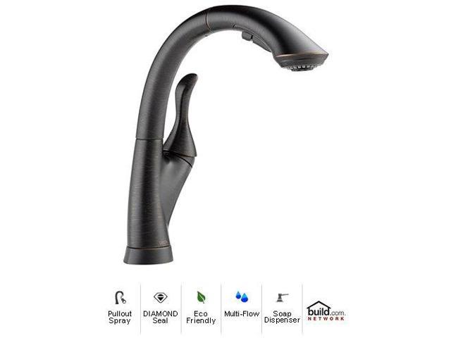 Delta 4153-RB-DST Linden Single-Handle Pull-Out Sprayer Kitchen Faucet in Veneti