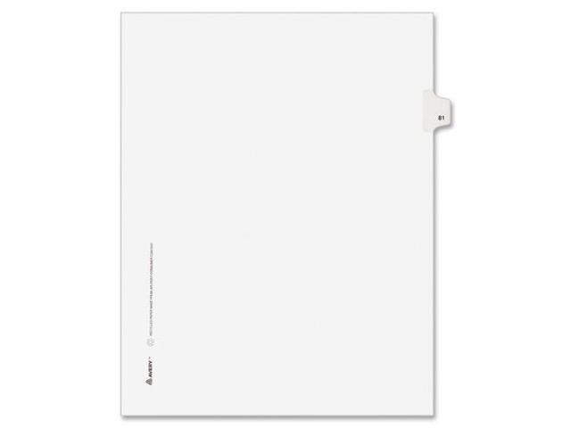 Avery-Style Legal Exhibit Side Tab Divider Title: 81 Letter White 25/Pack 01081