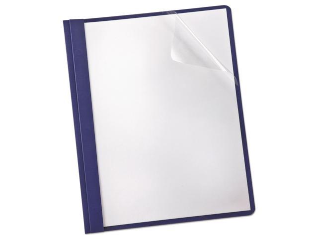 Oxford 50443 Paper Report Cover, Tang Clip, Letter, 1/2" Capacity, Clear/Navy, 5/Pack