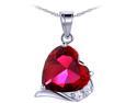 Mabella Fashion PWS015CR 6.06 CTW Heart Shaped 12mm x 12mm Created Ruby Pendant - Sterling Silver with 18" Chain