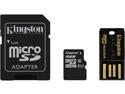 Kingston 16GB Multi-Kit/Mobility Kit microSDHC Class 10 Memory Card with SD Adapter and Reader (MBLY10G2/16GB)
